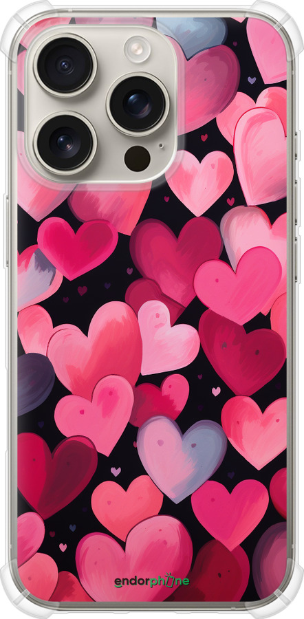 Силикон с усиленными углами чехол Сердечки 4 для Apple iPhone 16 Pro - 5662sp-3708 изображение 