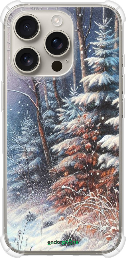 Силикон с усиленными углами чехол Зимний пейзаж для Apple iPhone 16 Pro - 5814sp-3708 изображение 