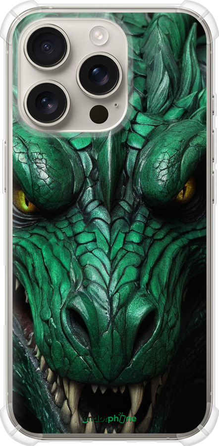 Силикон с усиленными углами чехол Зелёный дракон v2 для Apple iPhone 16 Pro - 5817sp-3708 изображение 