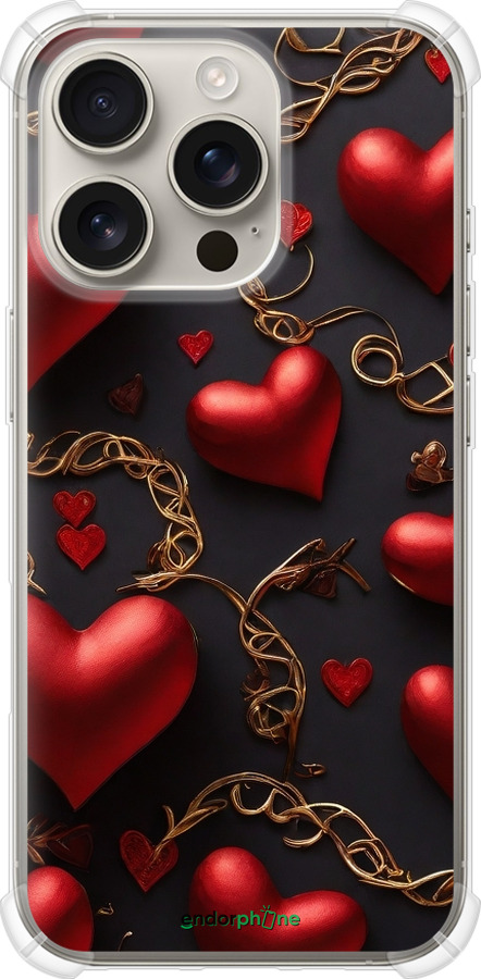 Силикон с усиленными углами чехол Сердечки для Apple iPhone 16 Pro - 5831sp-3708 изображение 