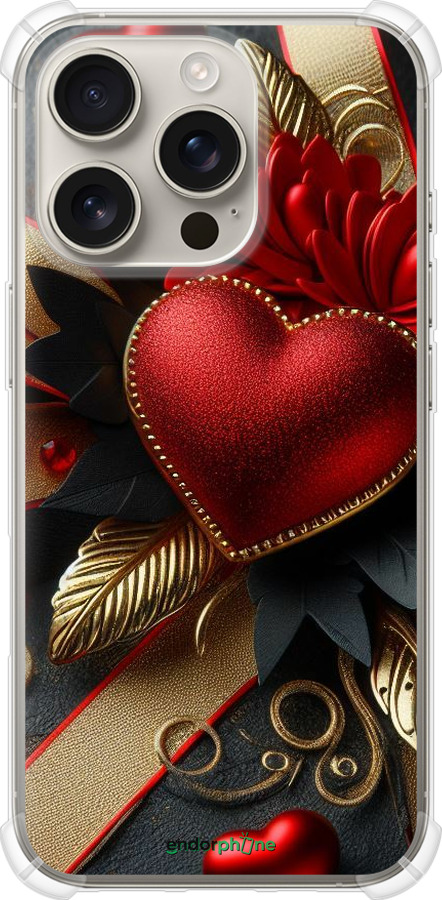 Силикон с усиленными углами чехол Сердечки v2 для Apple iPhone 16 Pro - 5832sp-3708 изображение 