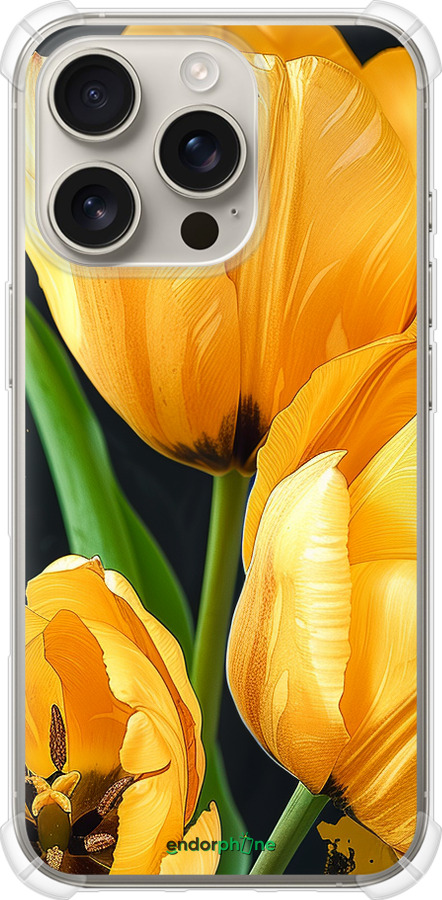 Силикон с усиленными углами чехол Желтые тюльпаны для Apple iPhone 16 Pro - 5991sp-3708 изображение 