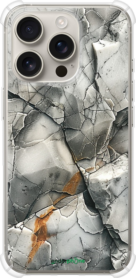 Силикон с усиленными углами чехол Серый мрамор для Apple iPhone 16 Pro - 6041sp-3708 изображение 