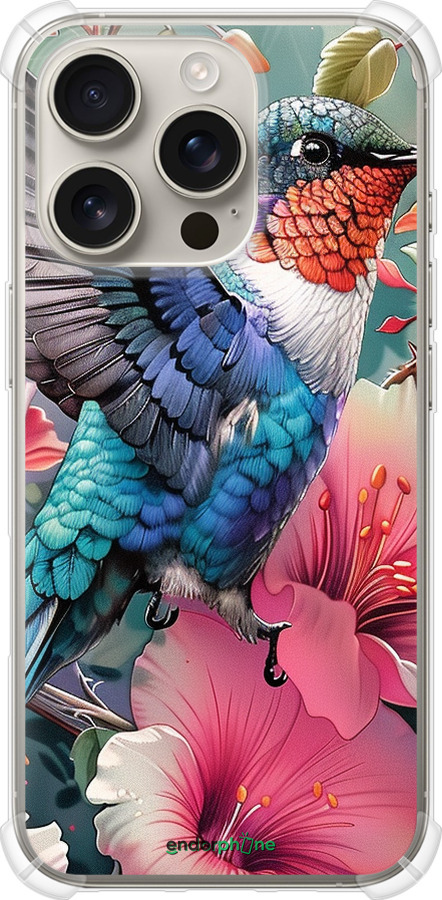 Силикон с усиленными углами чехол Сказочная колибри для Apple iPhone 16 Pro - 6051sp-3708 изображение 