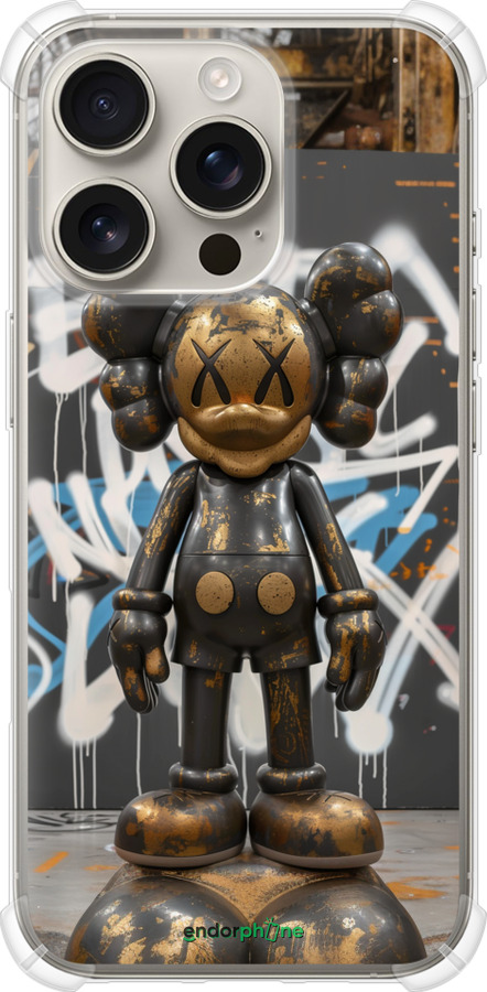 Силикон с усиленными углами чехол Bronze kaws v3 для Apple iPhone 16 Pro - 6099sp-3708 изображение 