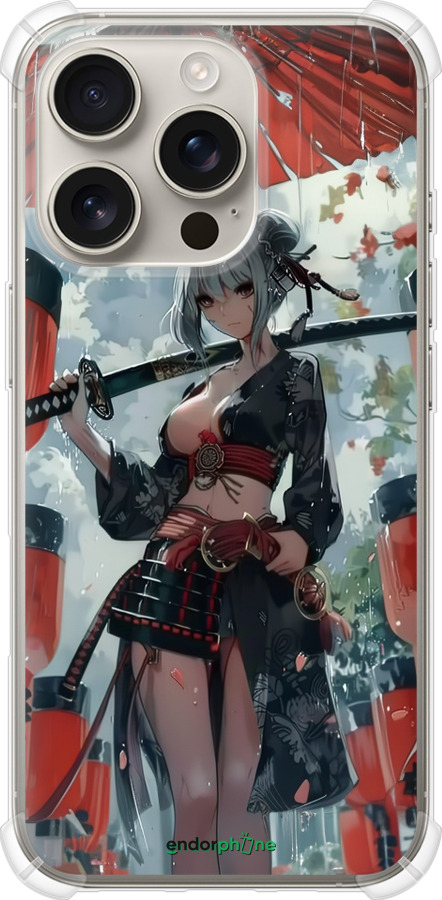 Силикон с усиленными углами чехол Гейша-воин для Apple iPhone 16 Pro - 6124sp-3708 изображение 