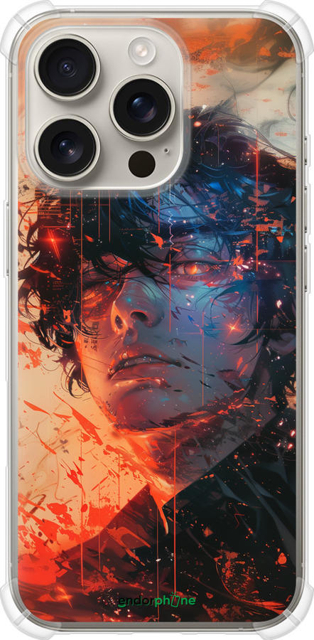 Силикон с усиленными углами чехол Лицо в пламени для Apple iPhone 16 Pro - 6127sp-3708 изображение 