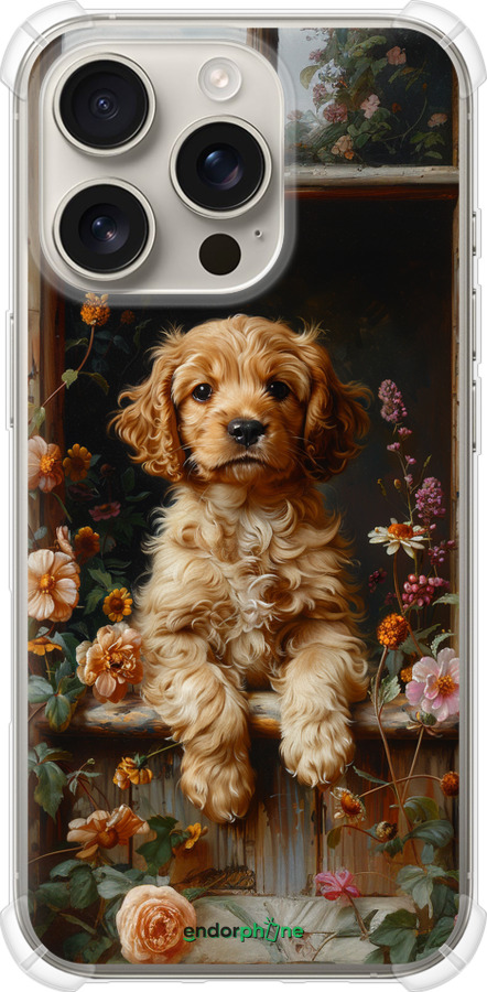 Силикон с усиленными углами чехол Щенок cocker spaniel для Apple iPhone 16 Pro - 6136sp-3708 изображение 