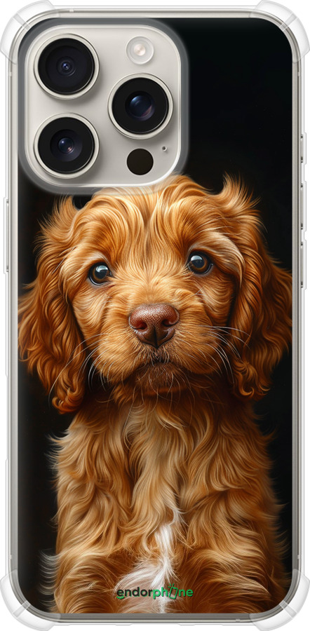 Силикон с усиленными углами чехол Cocker spaniel на черном фоне для Apple iPhone 16 Pro - 6137sp-3708 изображение 