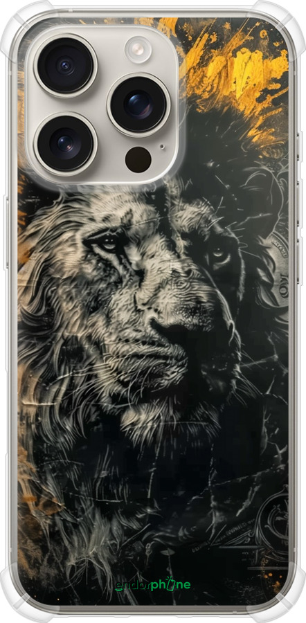 Силіконовий протиударний с посиленими кутами чехол Лев у золотих фарбах для Apple iPhone 16 Pro - 6155sp-3708 изображение 