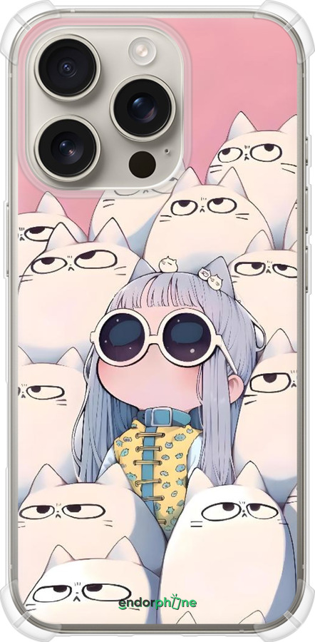 Силикон с усиленными углами чехол Малышка с котами для Apple iPhone 16 Pro - 6295sp-3708 изображение 