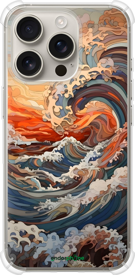 Силикон с усиленными углами чехол Арт волны для Apple iPhone 16 Pro - 6324sp-3708 изображение 