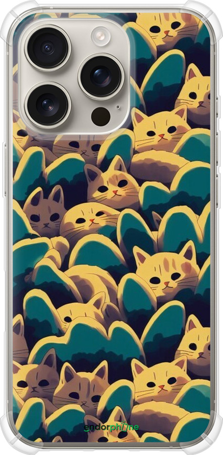 Силіконовий протиударний с посиленими кутами чехол Із зображенням котиків для Apple iPhone 16 Pro - 6429sp-3708 изображение 