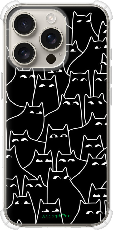 Силикон с усиленными углами чехол С изображением кошек для Apple iPhone 16 Pro - 6470sp-3708 изображение 