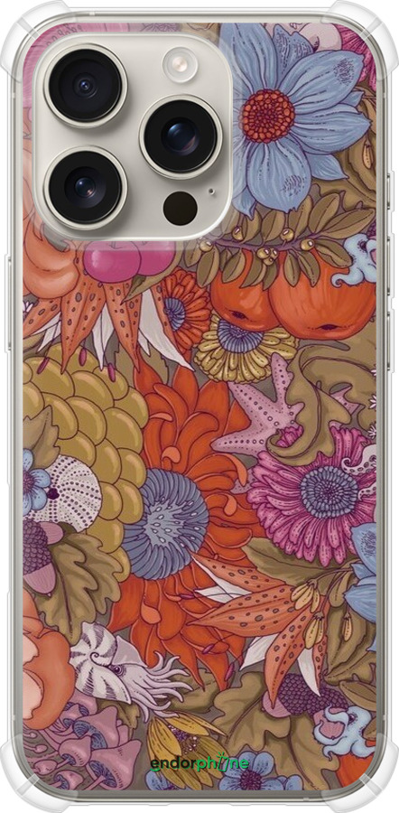 Силикон с усиленными углами чехол Абстрактные цветы для Apple iPhone 16 Pro - 6526sp-3708 изображение 