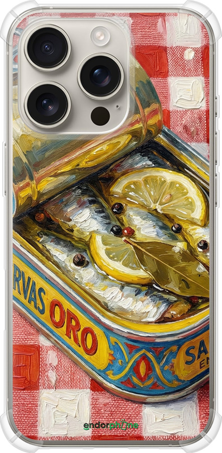 Силикон с усиленными углами чехол Vintage Sardine Tin Phone для Apple iPhone 16 Pro - 6772sp-3708 изображение 