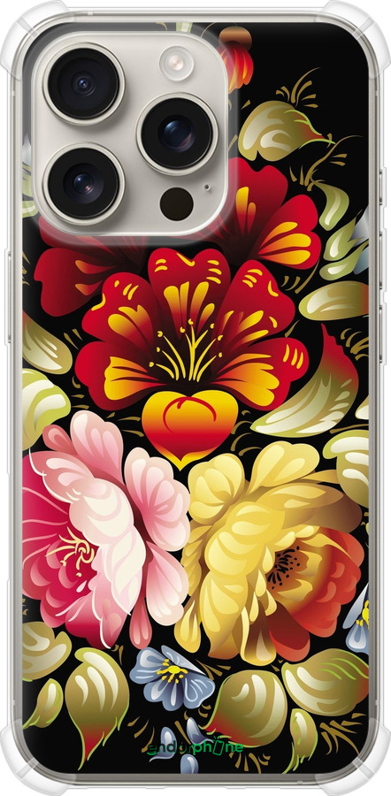 Силикон с усиленными углами чехол Хохлома 6 для Apple iPhone 16 Pro - 829sp-3708 изображение 