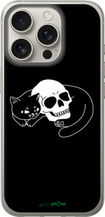 Силіконовий чехол Із зображенням кота та черепа для Apple iPhone 16 Pro - 6491u-3708 изображение 