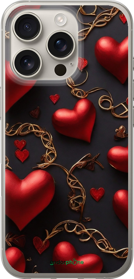 Силиконовый чехол Сердечки для Apple iPhone 16 Pro - 5831u-3708 изображение 