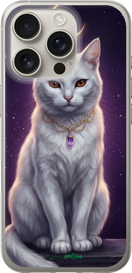 Силіконовий чехол Mystic White Cat Gothic Dark Purple Gold для Apple iPhone 16 Pro - 6805u-3708 изображение 