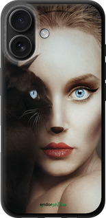 TPU чехол Взгляд женщины и кошки для Apple iPhone 16 - 4041b-3709 изображение 