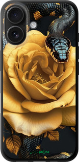 TPU чехол Black snake and golden rose для Apple iPhone 16 - 6068b-3709 изображение 
