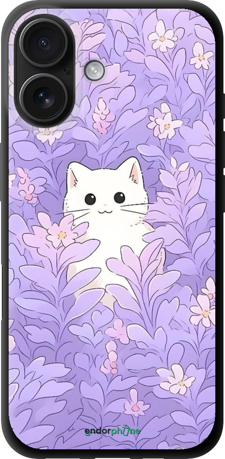 TPU чехол Котик в цветах для Apple iPhone 16 - 6390b-3709 изображение 