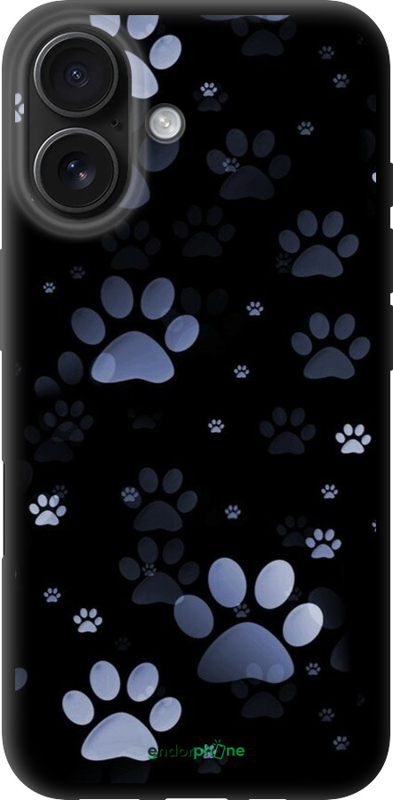 TPU чехол С синими отпечатками лап для Apple iPhone 16 - 6441b-3709 изображение 