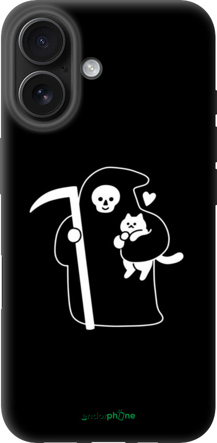 TPU чехол Мінімалістичний арт: смерть та кішка для Apple iPhone 16 - 6529b-3709 изображение 