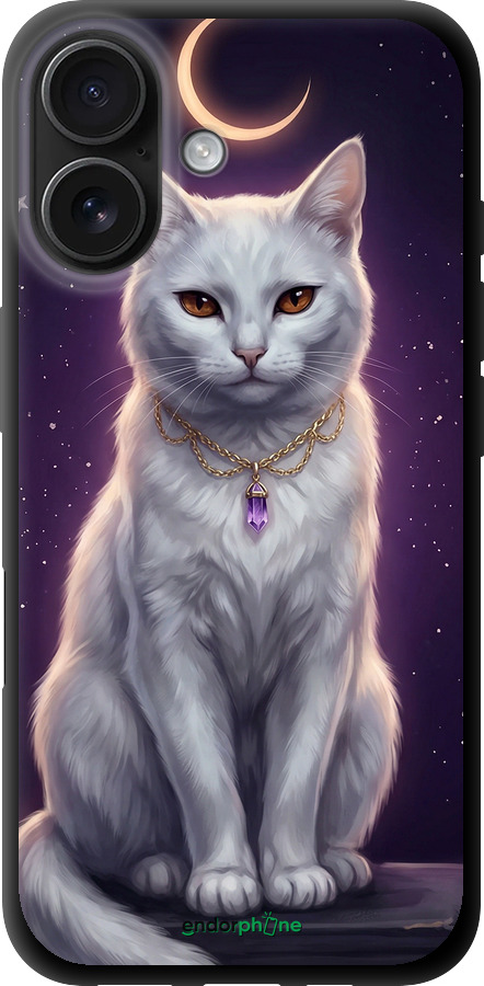 TPU чехол Mystic White Cat Gothic Dark Purple Gold для Apple iPhone 16 - 6805b-3709 изображение 