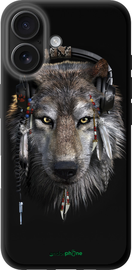 TPU чехол Волк-меломан для Apple iPhone 16 - 875b-3709 изображение 