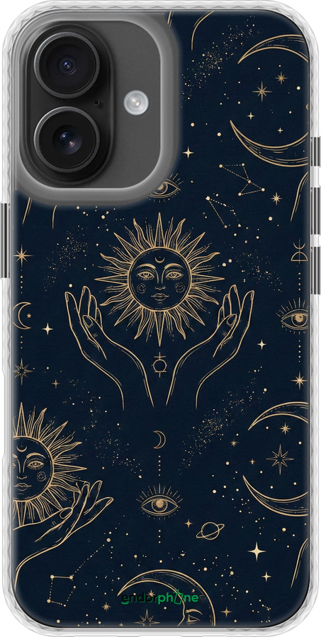 Чехол Bumper чехол Celestial Harmony: Sun & Moon Gold Mystic Pattern для Apple iPhone 16 - 6778pc-3709 изображение 