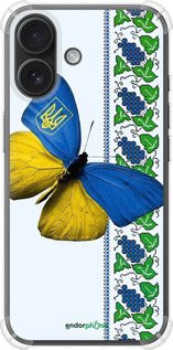 Силикон с усиленными углами чехол Желто-голубая бабочка для Apple iPhone 16 - 1054sp-3709 изображение 