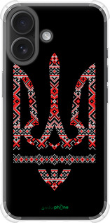 Силіконовий протиударний с посиленими кутами чехол Герб - вишиванка на чорному фоні для Apple iPhone 16 - 1196sp-3709 изображение 