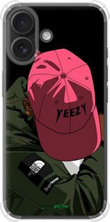 Силикон с усиленными углами чехол logo de yeezy для Apple iPhone 16 - 3995sp-3709 изображение 