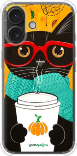 Силикон с усиленными углами чехол Осенний кот для Apple iPhone 16 - 4026sp-3709 изображение 