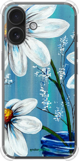 Силіконовий протиударний с посиленими кутами чехол Красиві арт-ромашки для Apple iPhone 16 - 4031sp-3709 изображение 