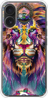 Силикон с усиленными углами чехол Люминесцентный лев для Apple iPhone 16 - 4037sp-3709 изображение 