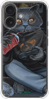 Силикон с усиленными углами чехол gamer cat для Apple iPhone 16 - 4140sp-3709 изображение 