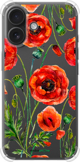 Силіконовий протиударний с посиленими кутами чехол Намальовані маки для Apple iPhone 16 - 4278sp-3709 изображение 