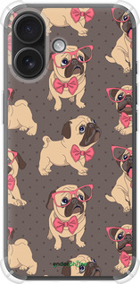 Силіконовий протиударний с посиленими кутами чехол мопсики 2 для Apple iPhone 16 - 4362sp-3709 изображение 