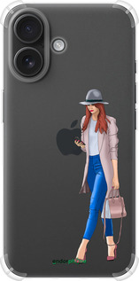 Силикон с усиленными углами чехол Девушка 1 для Apple iPhone 16 - 4751sp-3709 изображение 