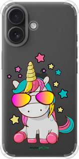 Силикон с усиленными углами чехол Единорог в очках для Apple iPhone 16 - 4879sp-3709 изображение 