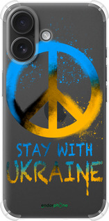 Силіконовий протиударний с посиленими кутами чехол Stay with Ukraine v2 для Apple iPhone 16 - 5310sp-3709 изображение 