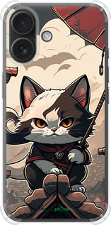 Силикон с усиленными углами чехол Япония - кот на крыше для Apple iPhone 16 - 5582sp-3709 изображение 