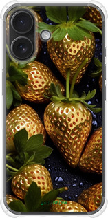Силикон с усиленными углами чехол Золотая клубника для Apple iPhone 16 - 5637sp-3709 изображение 