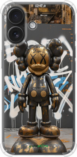 Силіконовий протиударний с посиленими кутами чехол Bronze kaws v3 для Apple iPhone 16 - 6099sp-3709 изображение 