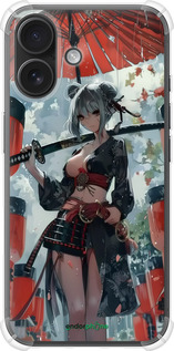 Силіконовий протиударний с посиленими кутами чехол Гейша-воїн для Apple iPhone 16 - 6124sp-3709 изображение 