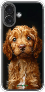 Силикон с усиленными углами чехол Cocker spaniel на черном фоне для Apple iPhone 16 - 6137sp-3709 изображение 