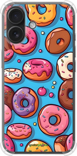 Силикон с усиленными углами чехол Пончики для Apple iPhone 16 - 6318sp-3709 изображение 